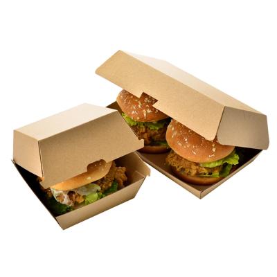 China Disposable Custom Corrugated Burger Box Fast Food Grade Clamshell Buger Container Food Hamburger Tray For Take Out for sale