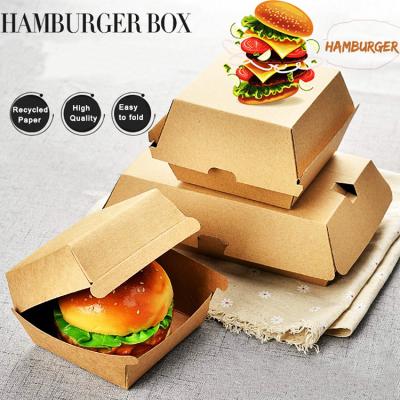 China Recycled Materials Food Grade Paper Hamburger Box For Fast Food Burgers Hot Dog Packaging en venta