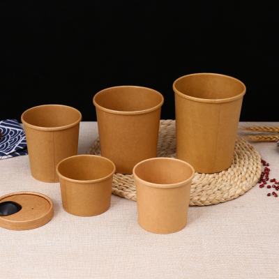 China Recyclable Old Paper Thick Film Packaging Oatmeal Barrel Soup Leakproof Cup With Lid for sale