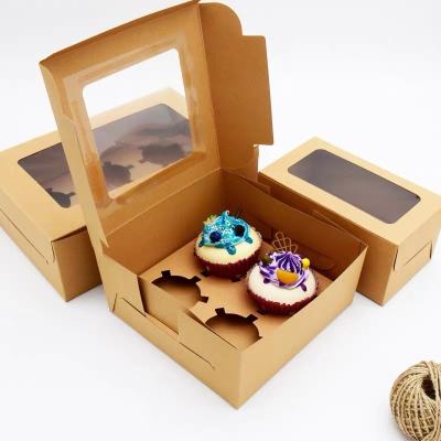 China Food Cupcake Packaging Paper Box For Donuts 6 Holes Color Custom Printing Small Cake Independent Box With Inner Lining for sale