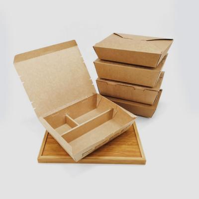 China Disposable Take Out Paper Box Meal Food Box With Compartment for sale