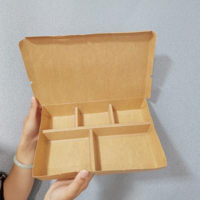 China Disposable Biodegradable Takeaway Lunch Box Disposable Lunch Container Paper Packaging Paper Boxes With Compartment for sale