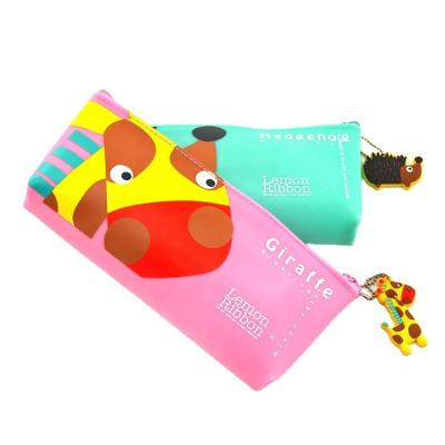 China Colorful PVC Soft Touch PVC Pencil Case for Kids Double Side Printing Pencil Case for sale