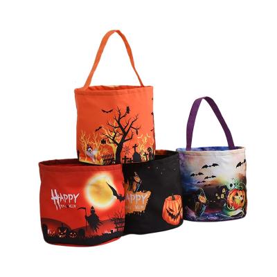 China Wholesale New Arrival Halloween Bucket Basket Halloween Glowing Pumpkin Bags Candy Buckets Dark Color Cardboard Ghost Wholesale Trick or Treat Bags for sale