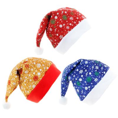 China 2022 Hot Sale Cloth Christmas Decorations Snowflake Christmas Hat Santa Claus Child Adult Christmas Hat for sale