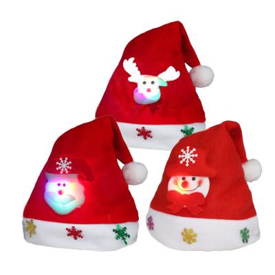 China Christmas Decorations Santa Lights Optional Christmas Hat Fashional Winter Party LED Hats Women Red Christmas Hat for sale