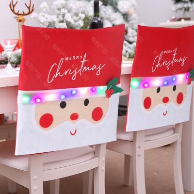 China Spandex/Polyester Wholesale LED Chair Cover Christmas Light Chair Back Cover Spandex/Polyester Light Christmas Decorations For Home for sale