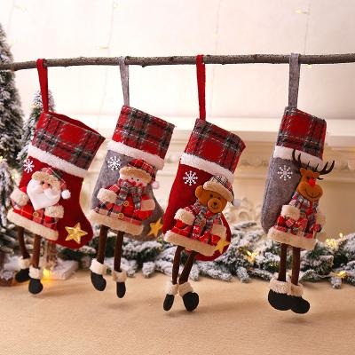 China Cloth Christmas Bags Hanging Bags Christmas Gift Bag Kids Christmas Candy Bag Socks For Party for sale