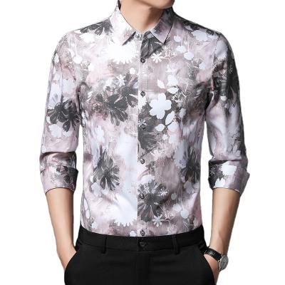 China Digital Printing High-end Business Formal Men's Long Sleeve Lapel Men's Straight Shirts Anti-pilling Spring Men's Clothing Shirts for sale