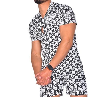 China Factory Wholesale Breathable Men's Hawaiian Sets 2021 Streetwear Casual Short Shirt Sleeve Shorts Fashion Breathable Beach Men's Suit for sale