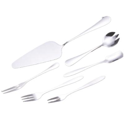 China High Quality Stainless Steel Pizza Server Cake Server Set Fruit Appetizer Dessert Cocktail Tea Bifurcates Spork Kit for sale