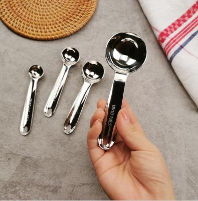 China Outdoor Stainless Steel Cake Baking 1/2 TSP, 1/2 TSP, 1tsp 1 Tbls Measurer 4 Spoon Measuring Scoop Kit Pieces for sale