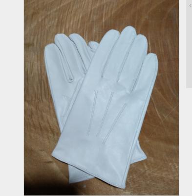 China DFRG03 Soft White Goatskin Winter Goatskin Leather Gloves Police Full Finger White Gloves With Thermal Warm Lining M for sale