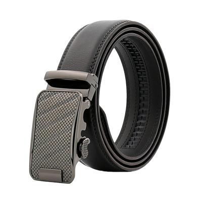 China New Design Business Automatic Lock Rachet Buckle Micro Adjustable Leather Belts for sale