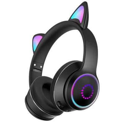 China Best Kids Headband Cute Cat Ear Color Gaming Wireless Headphones Headset With Led Lights for sale