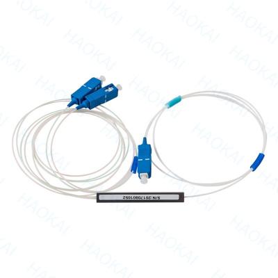 China Outdoor FTTH FTTB FTTX Network China PLC Splitter 1x2 2 Way Fiber Optic Splitter With SC APC UPC Connector 0.9mm for sale