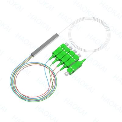 China FTTH FTTB FTTX network support customizaiton service splitter SC APC fiber optic splitter sc/apc 1x4 0.9mm diameter 1m length plastic package for sale