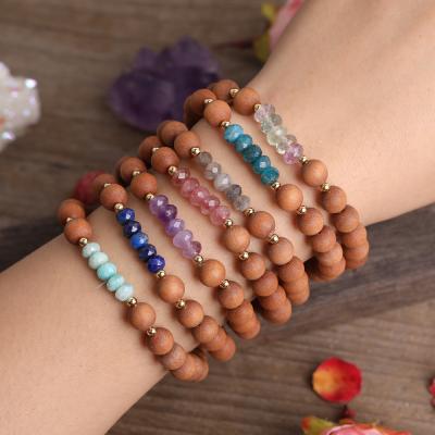 China Vintage Bestselling Wood Beads Yoga Bracelet Diffuser Essential Oil Natural Stone Bead Stretch Bracelet For Women Men for sale