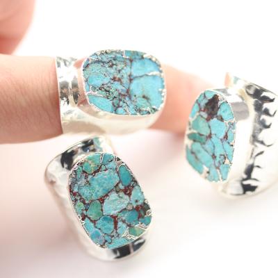 China CLASSIC High Quality Turquoise Rings With Silver Plated And Natural Turquoise Stone Ring for sale