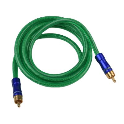 China Ps-R9 Multimedia Braided Shielded Metal Plugs Green Rca Cables Interconnect To Wire Audio Video Cable For Car Audio for sale