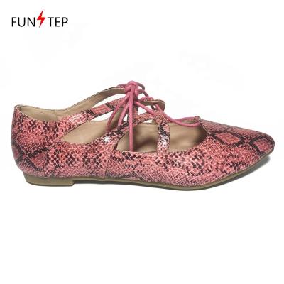 China Anti-Slippery Ladies Women Flat Lace Up Tie Ballet Shoes Pointed Toe Lady Ballerina Shoes for sale