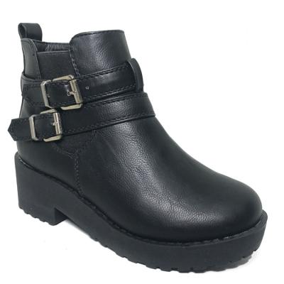 China Flat Winter Metal Girls Zipper Warming Fur Lined Kids Ankle Boots for sale