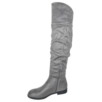 China Anti-odor Women's Gray Micro Fiber High Knee Boots, Lady Long Boots Shoes for sale