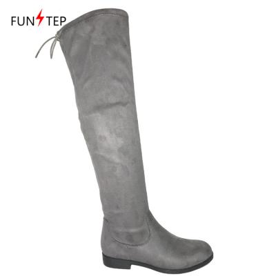 China Over Knee High Boots 53Cm Size Lady Women Gray Micro Fiber Over Knee Thigh Stretch Boots for sale