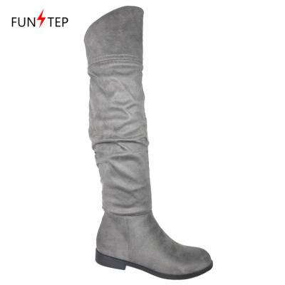 China Wholesale Anti-odor Women's Gray Micro Fiber Thigh Knee High Boots for sale