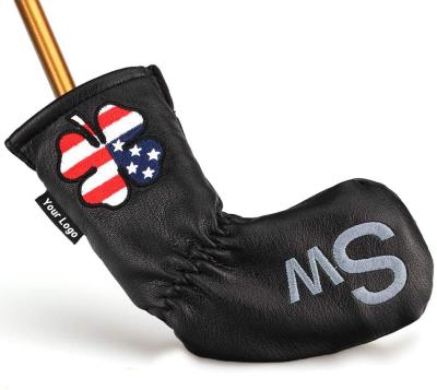 China Black Leather Headcover USA USA Flag Clover Iron Golf Covers Headcover also available for your name custom version for sale