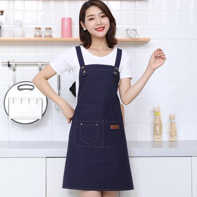 China Long Lasting Durable Denim Apron Ties Men And Women Korean Canvas Adjustable Working Apron With Logo Custom for sale