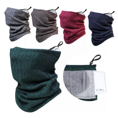 China Custom Wholesale Winter Wool Face Cover Bandana Warm Tube Knitting Neck Cuff With Filter for sale