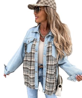 China oversized leisure fashion loose bentgrass anti-wrinkle bentgrass women plaid shirt loose all-match sleeves long soft chic korean denim top for sale