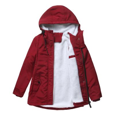 China Anti-wrinkle comfortable hooded overcoat with zippers solid color fashion women coat fur lining warm anorak winter coat jacket outwear for sale