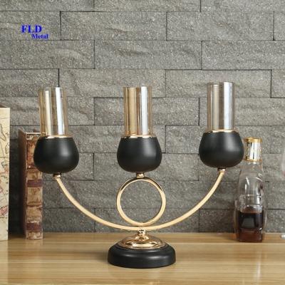 China European Luxury Metal Candlestick Modern Gold Hotel Decor Table Ornaments Romantic Candle Holders for sale