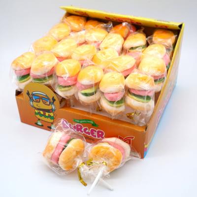 China Normal Marshmallow wholesale custom yummy cotton candy Candy Marshmallow Burger with stick for sale