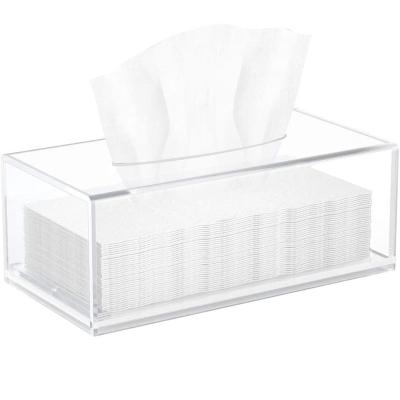 China CLASSIC Acrylic Tissue Box Lid Clear Tissue Holder Napkin Dispenser For Home Office Restaurant for sale