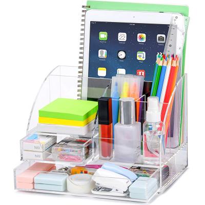 China The Modern Acrylic Desk Organizer All in One Accessories Desk Supply with 2 Drawers for Home/Office/Desktop Organization and Makeup Decor for sale