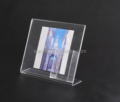 China Customized 8.5*11 Stationary Display Desk Inches Clear Acrylic Slope Back Acrylic Sign Holder for sale