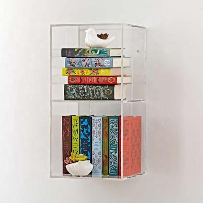 China Factory Price 2-Bin Shelf Bookshelf Double Layer Storage Acrylic Viable Organizer Display for sale