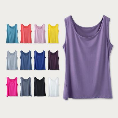 China QUICK DRY Women's Gym Empty Tank Solid Workout Fitness Tops Summer Soft O-Neck Sleeveless Tank Top for sale