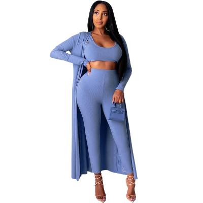 China Wholesale Women's Nightclub Factory Three-piece Suit Solid Color Anti-pilling Solid Color Stretch Knit Casual Suit for sale