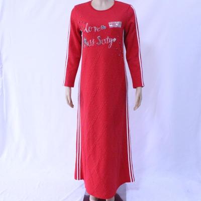 China Cotton Ready to Ship New Middle East Dubai Junyuan Ladies Plus Size Muslim Women Abaya Design c Islamic Thicker T-shirt Dress for sale