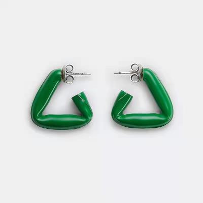 China New TRENDY enamel earrings for 2022 fashionable and high sense of simple triangular stud earrings of ladies' permutation jewelry for sale