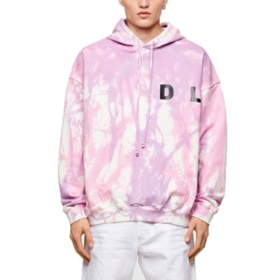 China Custom Made Custom Men's Anti-wrinkle Autumn New Style Tie Dye Pink Cotton Hoodies for sale