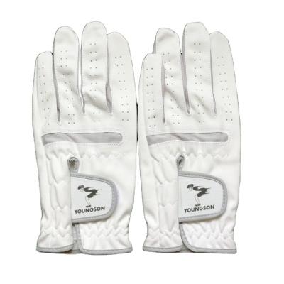 China Best Full Leather Men's Full Logo White Color Golf Glove Custom Sheep For Hands for sale