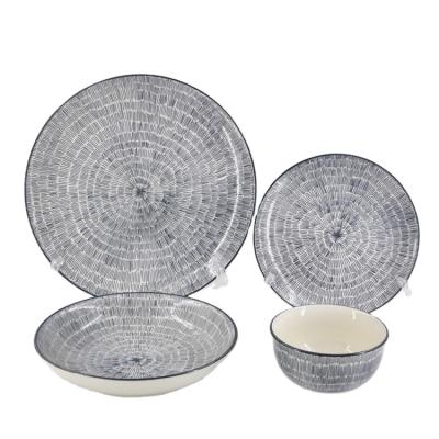 China Sustainable Royal Blue Luxury Dinnerware Set For Hotel Promotion Dinner Sets Ceramic Tableware for sale