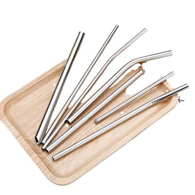 China Sustainable Pipette 304 Stainless Steel Metal Metal Straw Set Reusable Coffee Beverage Drinking Straw for sale