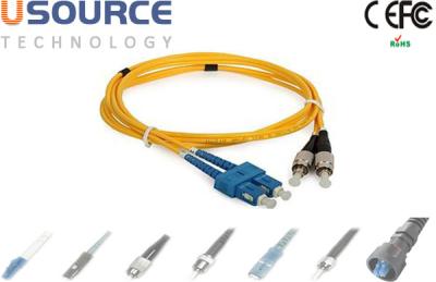 China Indoor FTTH Drop Coaxial Optical Fiber Patch Cord Single Mode SC to FC Duplex for sale