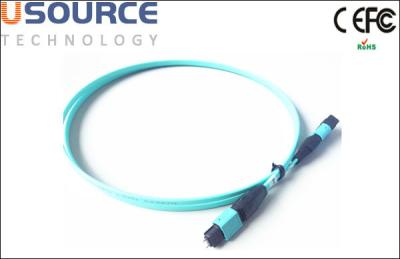 China Aqua OM3 Multimode MPO Cable Assemblies 24 Strands LSZH / PVC Jacket for sale